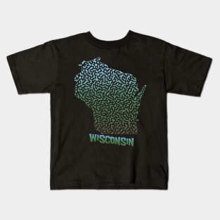 Wisconsin State Outline Maze & Labyrinth Kids T-Shirt